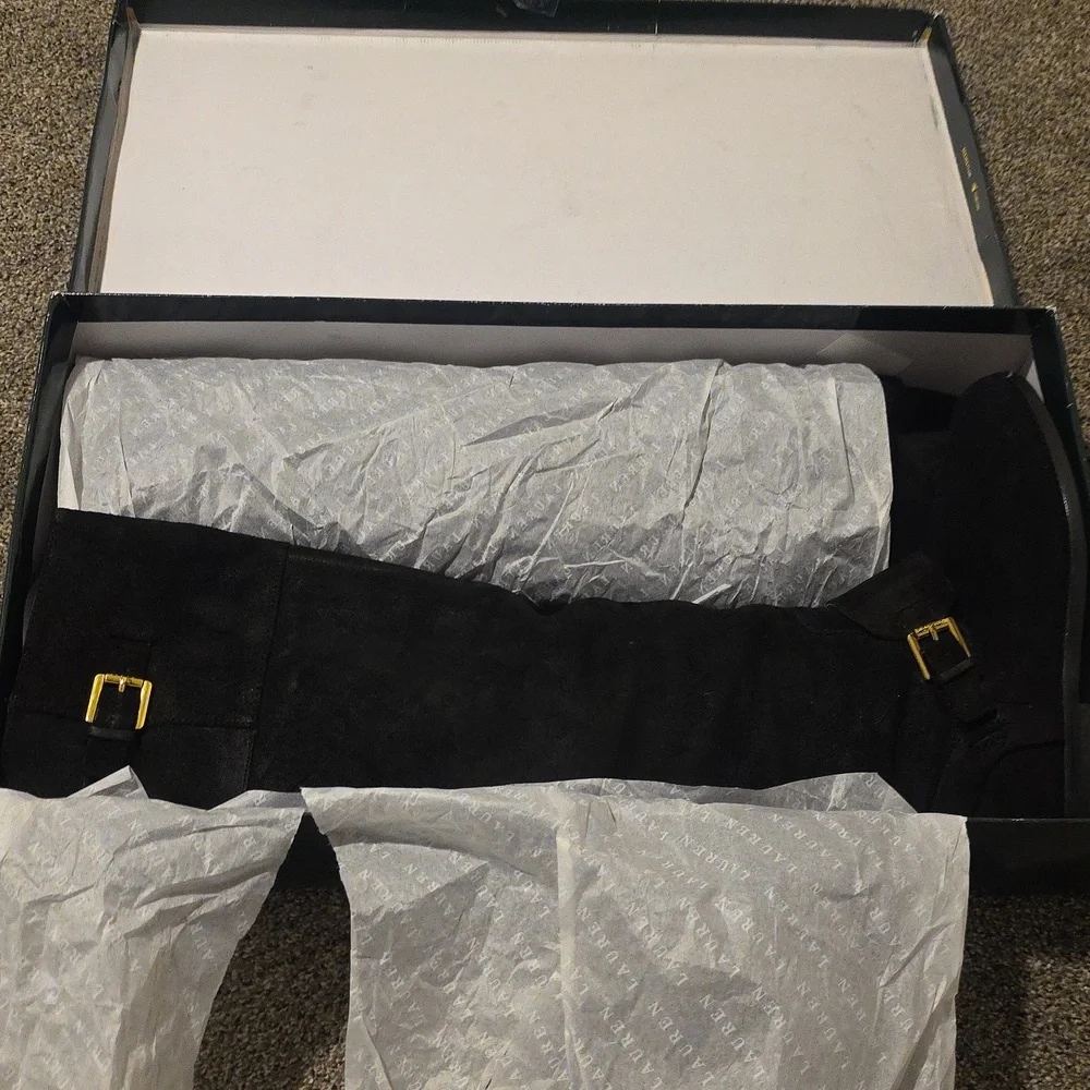 Pre-owned Above The Knee Ralph Lauren Suede Boots Sz 10m